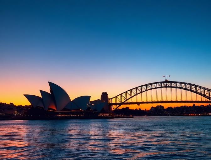 Sydney Harbour skyline with Opera House and Harbour Bridge