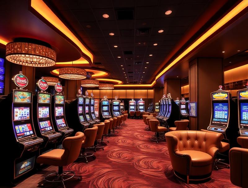 The Star Melbourne Gaming Room with slot machines and lounge seating